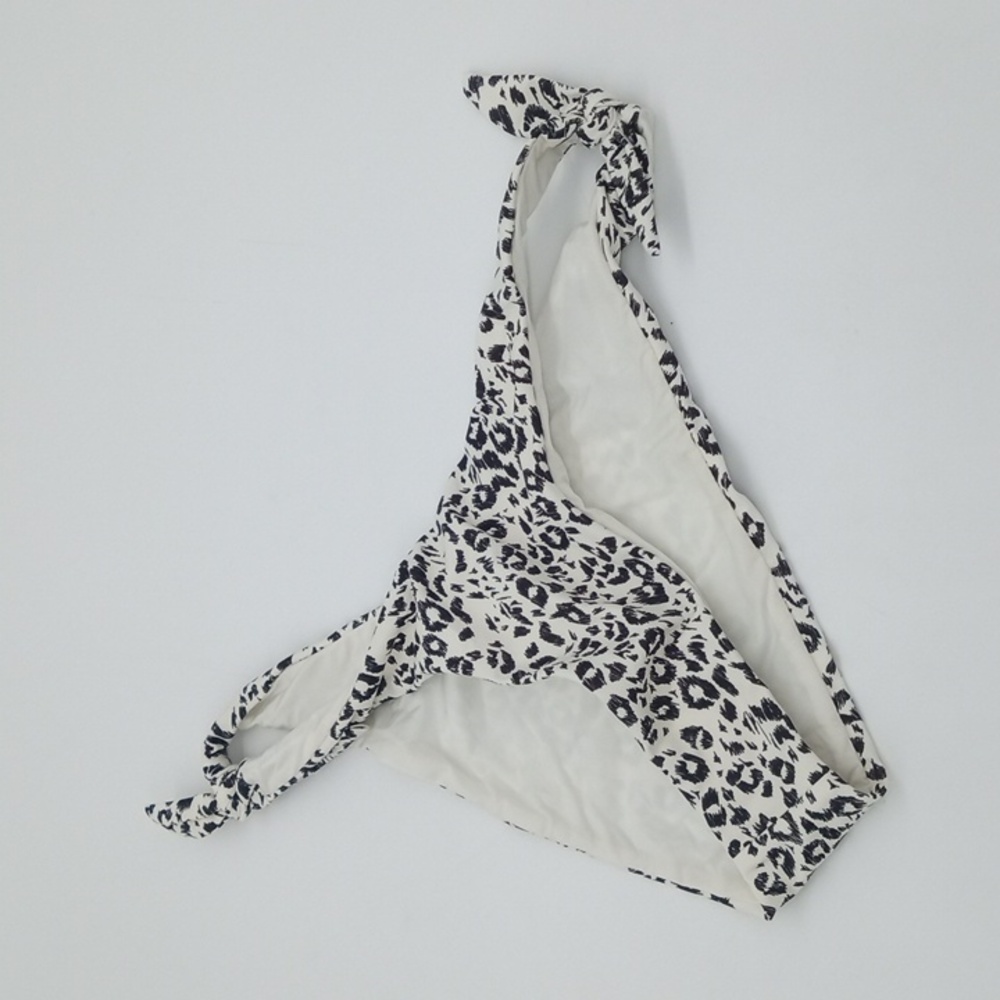 RVCA Animal Instincts French Coverage Tie Side Bikini Bottom White Black XS/6